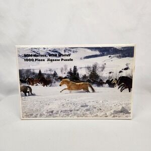 New Sealed "Wild Horses, Wild Winter" 1000 Piece Puzzle Running Horses in Snow